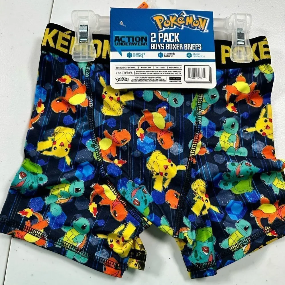 NWT Pokemon Boys Kids 2 Pair Underwear Boxer Briefs - 2 pack - Size Small/6
